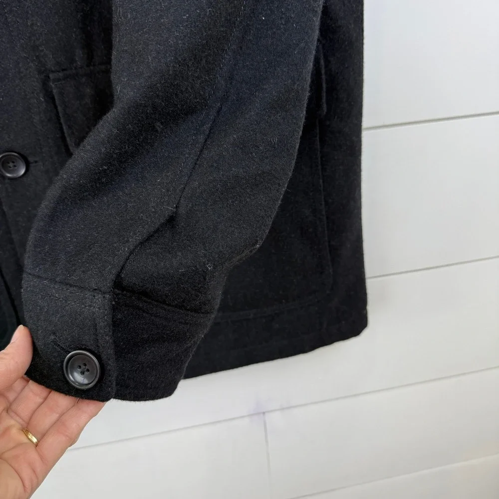 Banana‎ Republic Black Wool Field Coat MEN Large INSULATED CHARCOAL PEACOAT